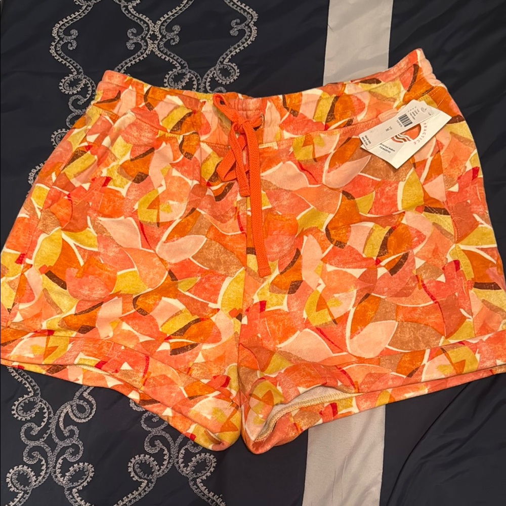 Anthropologie Orange and Yellow Athletic Shorts Geometric Design
